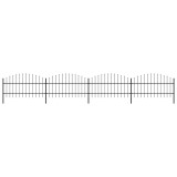 VidaXL Gard de grădină cu v&acirc;rf suliță, negru, (0,75-1) x 6,8 m, oțel