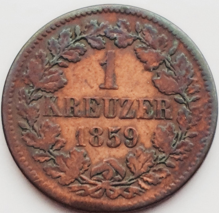 2445 Germania Baden 1 Kreuzer 1859 Leopold I km 242