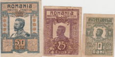 ROMANIA 10, 25, 50 BANI 1917 FERDINAND VF foto