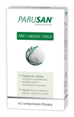 Supliment alimentar pentru par, unghii si piele, 42 comprimate filmate, Parusan