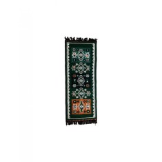 Covor verde cu model traditional multicolor 165x60 cm