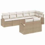 VidaXL Set de canapele pentru grădină 8 pcs Bej, alb Rattan poli