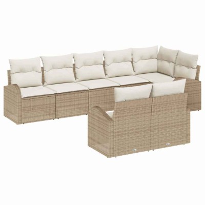 vidaXL Set de canapele pentru grădină 8 pcs Bej și alb Rattan poli 3354760 foto