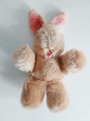 Iepure vintage, Shanghai Dolls Factory SDF push tip mohair pure wool China, 24cm foto
