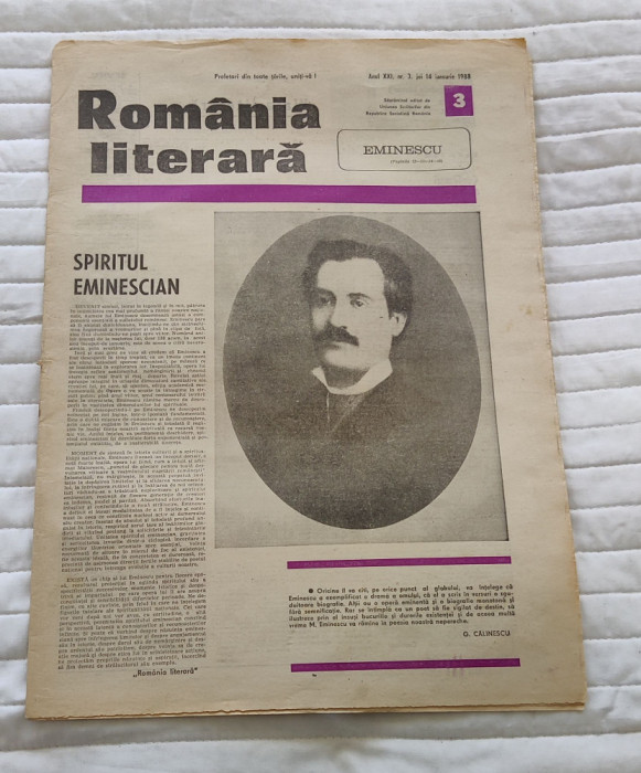 Ziarul ROM&Acirc;NIA LITERARĂ (14 ianuarie 1988) Nr. 3