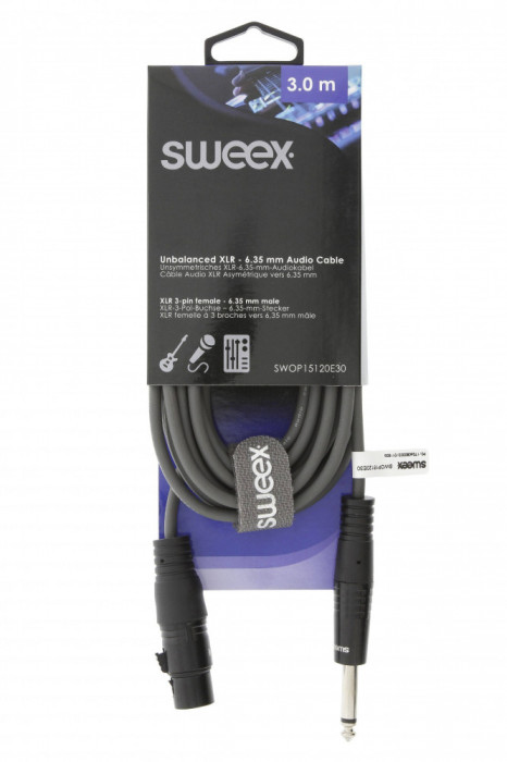 Cablu audio mono XLR 3 pini mama - Jack 6.35 mm tata 3m gri Sweex