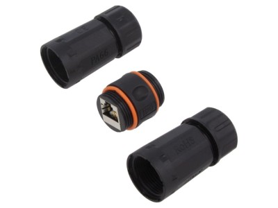 Conector adaptor ecranat 8P8C negru foto