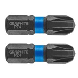 Set biti de impact PZ3X25mm 1/4&quot; 2buc. GRAPHITE 56H505 HardWork ToolsRange