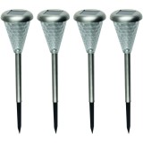 Lampa Solara LED Multicolor Alei, 37cm, Set 4 Bucati, Argintiu, Gradina, Rezistenta Intemperii, Baterie AA