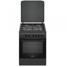 Aragaz Samus SM664BPGS, 4 arzatoare, 1 WOK, Cuptor gaz, Aprindere electrica, Siguranta plita si cuptor, Antracit