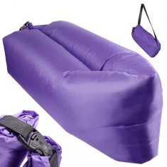 Saltea Autogonflabila &ldquo;Lazy Bag&rdquo; tip sezlong, 230 x 70cm, culoare Violet, pentru camping, plaja sau piscina