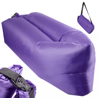 Saltea autogonflabila &amp;quot;lazy bag&amp;quot; tip sezlong, 230 x 70cm, culoare violet, pentru camping, plaja sau piscina foto