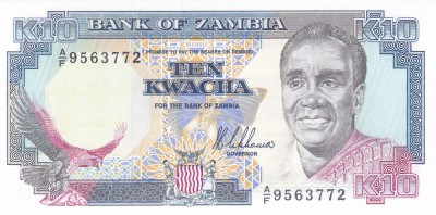 Bancnota Zambia 10 Kwacha (1989) - P31a UNC foto