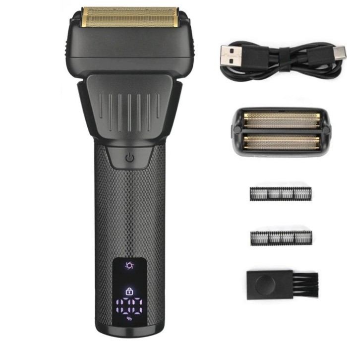 Aparat de Ras Electric Profesional BIRAI R-2025, Shaver 8500 RPM, Fara Fir, Acumulator Reincarcabil, Waterproof, Display LCD, Afisaj LED, Incarcare Su