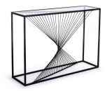 Cumpara ieftin Consola cadru din fier cu blat din sticla Espiral 107 cm x 30.5 cm x 79 h