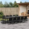 Set mobilier gradina Gossi, 15 piese, negru, textilena, masa sticla, cadru otel, 10 locuri