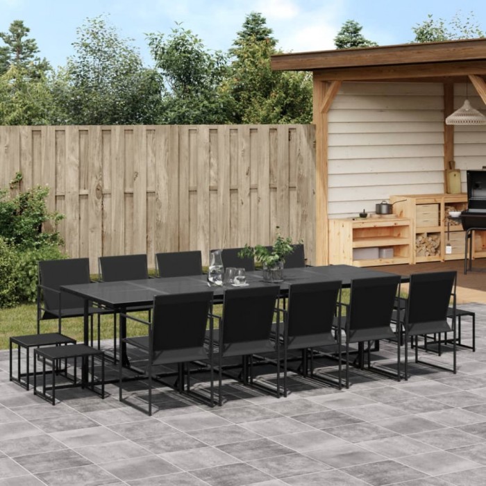 Gossi set mobilier de gradina, 15 piese, negru, textilena
