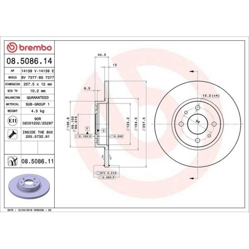 Set disc frana Alfa Romeo 145 (930) 07.94-01.01, 146 (930) 12.94-10.01; Fiat 500 (312) 07.07-, 500 C (312) 09.09-, Marea (185) 05.96-12.07, Marea Wee
