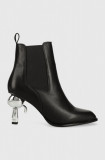 Cumpara ieftin Karl Lagerfeld ghete chelsea de piele IKON HEEL femei, culoarea negru, cu toc drept, KL39060