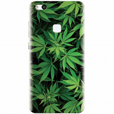 Husa silicon pentru Huawei P10 Lite, Green Leaf Pattern