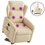 VidaXL Fotoliu masaj rabatabil cu ridicare, crem, material textil