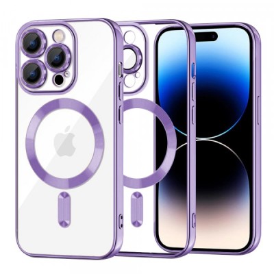 Husa MagSafe pentru Apple iPhone 14 Pro, Techsuit, Luxury Crystal, Mov Deschis foto