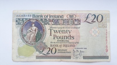 20 Pounds 1999 Irlanda, lire Bank of Ireland foto