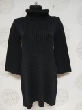 Rochie pulover neagră cu guler &icirc;nalt