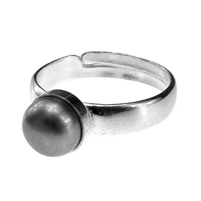 Inel argint reglabil cu perla de cultura gri 6 MM foto