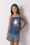 women&#039;secret pijamale de bumbac culoarea bleumarin, bumbac, 3132111