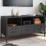 Cumpara ieftin Dulap TV, negru, 100,5x39x50,5 cm, oțel