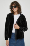 Emporio Armani bluza femei, culoarea negru, cu glugă, neted