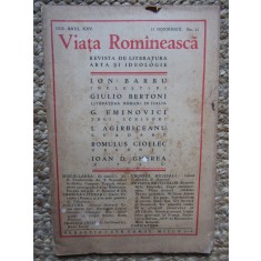 REVISTA VIATA ROMANEASCA REVISTA DE LITERATURA ARTA SI IDEOLOGIE ANUL XXV 15 NOIEMBRIE NR. 11 1933