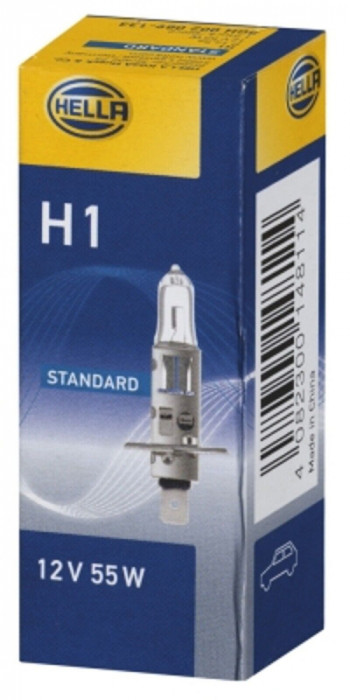 Bec Halogen H1 Hella Standard, 12V, 55W, Galben