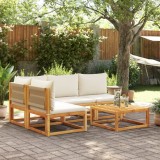 VidaXL Set canapele de grădină cu 5 piese, lemn de salc&acirc;m și fr&acirc;nghie 3278865