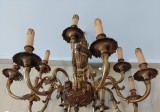 Boem candelabru antic de dimensiuni impresionante din bronz masiv in stil francez cu 12 brate