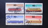 Germania RFG 1975 Căi Ferate Locomotive &amp; Tren Transrapid Serie Jugendmarke Set Complet 4 Timbre Ștampilate - Oref1