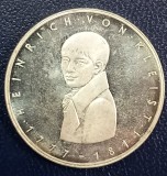 (A137) MONEDA DIN ARGINT GERMANIA - 5 MARK 1977, LIT. G, ANIVERSARE 200 ANI NASTEREA LUI HEINRICH VON KLEIST - PROOF