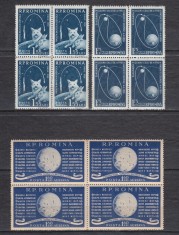 ROMANIA 1959 LP 487 ANUL GEOFIZIC INTERNATIONAL BLOCURI DE 4 TIMBRE MNH
