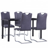 Set mobilier de bucatarie, 5 piese, gri, velur ecologic GartenMobel Dekor, vidaXL