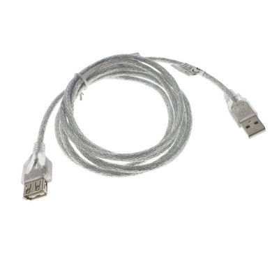 Cablu prelungitor USB 2.0 tata la USB 2.0 mama, Lanberg 41378, cu ferita, lungime 180 cm, transparent foto