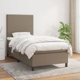 VidaXL Pat box spring cu saltea, gri taupe, 90x200 cm, textil