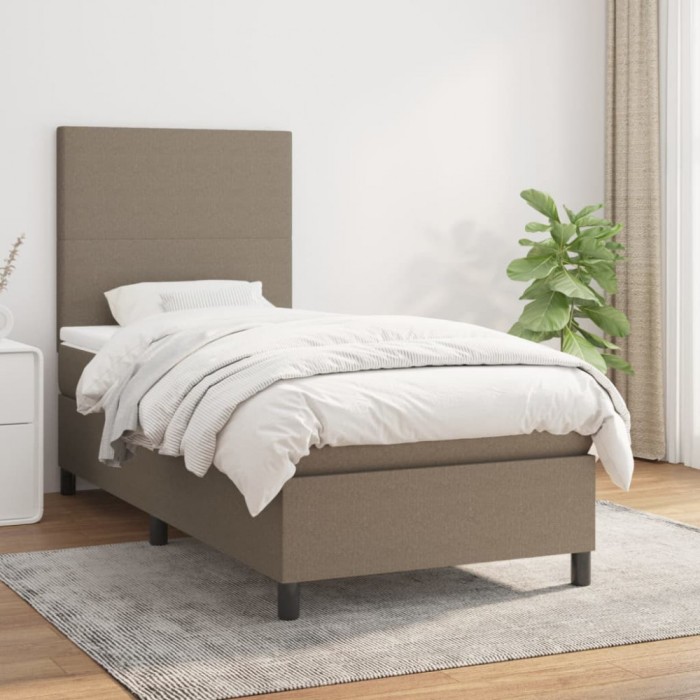 vidaXL Pat box spring cu saltea, gri taupe, 80x200 cm, textil 3141573