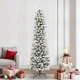 VidaXL Brad de Crăciun artificial cu 300 LED Verde și alb 240 cm 3396134