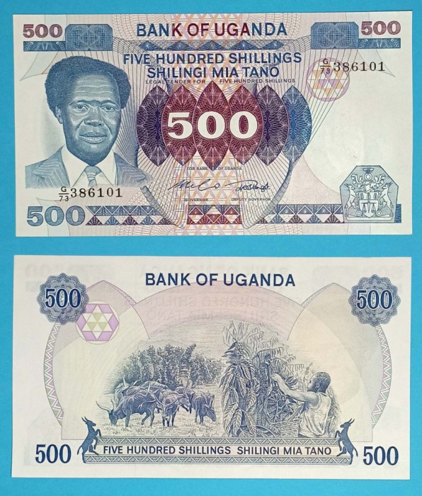 Uganda 500 Shillings 1983 &#039;Obote&#039; aUNC+ serie: 386101 p#22