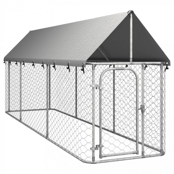 vidaXL Padoc pentru c&acirc;ini de exterior cu acoperiș, 400x100x150 cm