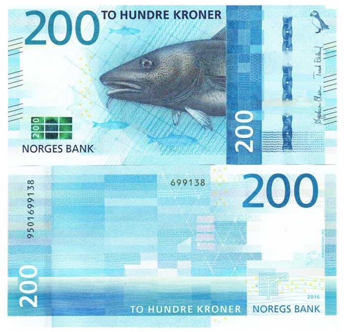 Norvegia 200 Kroner 2016 P-55 UNC