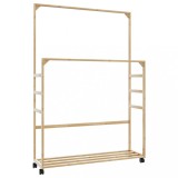 VidaXL Suport pentru haine cu rafturi și roți 90x35x155 cm bambus