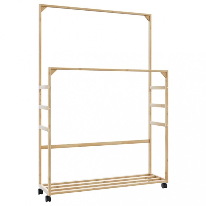vidaXL Suport pentru haine cu rafturi și roți 90x35x155 cm bambus