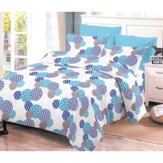 Lenjerie de pat pentru o persoana cu husa de perna patrata, Milford, bumbac mercerizat, multicolor